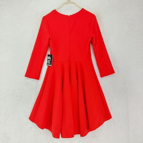 Express Red Long Sleeve Fit & Flare Casual Midi Dress 892 - Picture 5 of 10